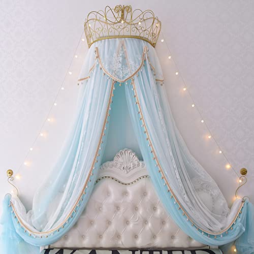Dosel de corona de cama de pared metálico con mosquitero de encaje para decoración