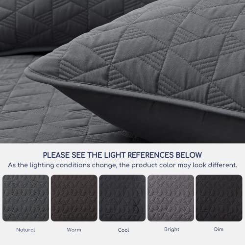 Dreamhood Twin Quilt Bedding Set, Grey Geometric Pattern Polyester Bedspreads, Lightweight Quilts Ultra Soft Breathable Coverlet Sets For All Season (1 Quilt, 1 Pillow Sham) #TOP3