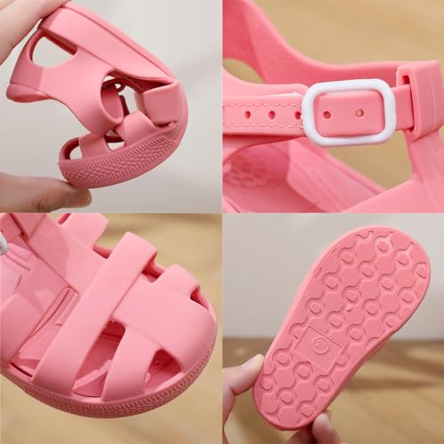 Toddler Girls Jelly Sandals Summer Outdoor Closed Toe Soft Rubber Sole Beach Water Shoes Mary Jane Dress Princess Flat4
