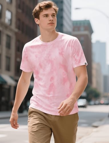 Mens Crew Neck T Shirts - Lightweight Short Sleeve Fresh Fashion Print Hipster T-Shirt Tie-Dye4