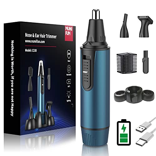 Nose Hair Trimmer Rechargeable Ear and Nose Trimmer for Men and Women 2021 Upgrade Professional Painless Eyebrow Facial Ear Hair Trimmer Clipper, IPX7 Waterproof Dual Edge Blades for Easy Cleaning