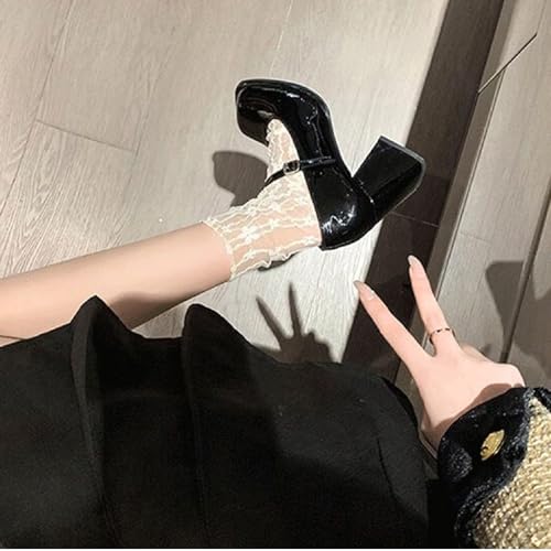 Women's Patent Leather Mary Jane Pumps Square Toe Chunky High Heel with Buckle Comfortable Dress Shoes for Sexy Casual Work Office Wear3
