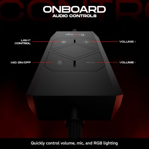 Image of daWg HeadBug G30 Wired Gaming Headset, 50mm Neodymium Drivers, Virtual 7.1 Surround Sound, Hi-Res Audio, Flexible Gaming Mic, Audio Controls, RGB LED, Soft Ear Cushions, Windows Software (Black)