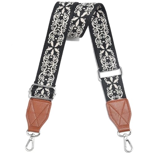 Image of Purse Strap,1.5 inch Leather End Shoulder Strap Adjustable Replacement,Retro Multi-Pattern Crossbody Bag Straps