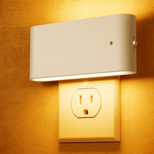 Image of L LOHAS LED Night Light, 2 Pack Dimmable Modern LED Night Lights Plug into Wall,Dusk to Dawn Sensor Night Lights for Kid, 0-100LM 2000K Amber Nightlight for Hallway Bedroom Stairway