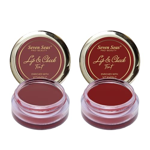 Image of Seven Seas Lips & Cheek Tint Combo Pack of 2 | Matte Natural Blush for Women | Lip Tint with Vitamin E | Nourishing Cheek Tint (Copper Rust, Fire Brick)