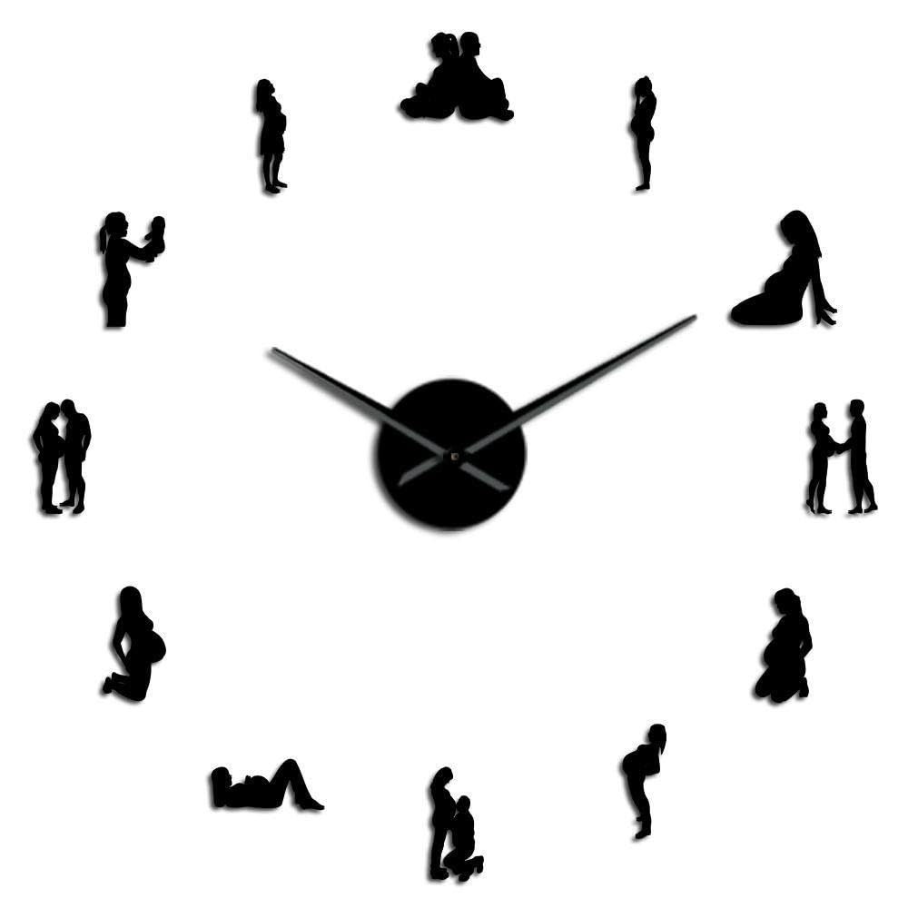Horloge cycles de grossesse design acrylique noir pour salon moderne