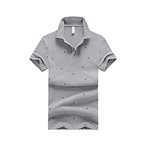 BUYUPBUYUP Mens Tshirts Men Polo Shirt Sailboat Printed Mens Business Casual Male Polo Shirts Short Sleeve Brand Mens Clothing (Color : Gray, Size : L)
