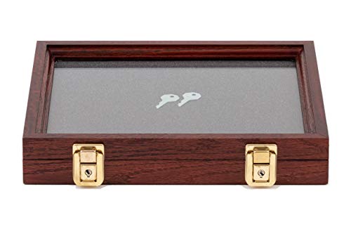 Two Timbers Extra Small Display Case Made in USA with Cherry Finish, Wood Box with Glass Top, Arrowheads, Knives, Rocks, Pins, Collectibles, Collections, Medals, Military Coins 4h, Keepsakes