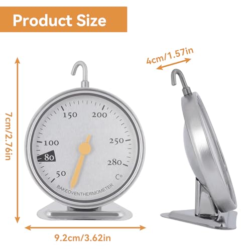 Oven Thermometer, Stainless Steel Kitchen Cooking Oven Thermometer 50 to 280 Degrees - Image 4