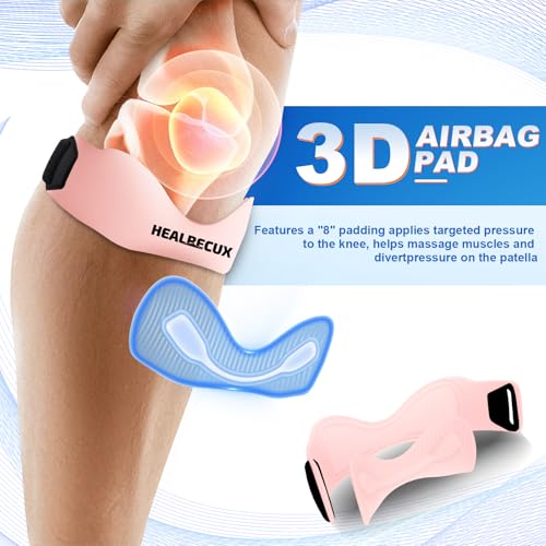 Image of Silicone Patellar Tendon Support Strap, Adjustable Non-Slip Patella Band Stabilizer Knee Brace for Jumpers Knee, Tendonitis, Basketball, Volleyball, Squats, Pink 1 Pack