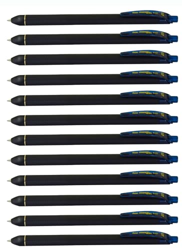 Pentel EnerGel Noir 0,7 mm Bleu marine en pack de 12 stylos roller
