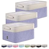 BALEINE 3 Pack Fabric Storage Bins for Shelves, Linen Storage Baskets for Organizing, Decorative Closet Bins for Clothes, Home (Lavender,...