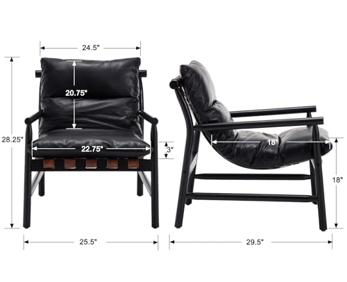 Sillón Moderno Tapizado Negro miniatura 2