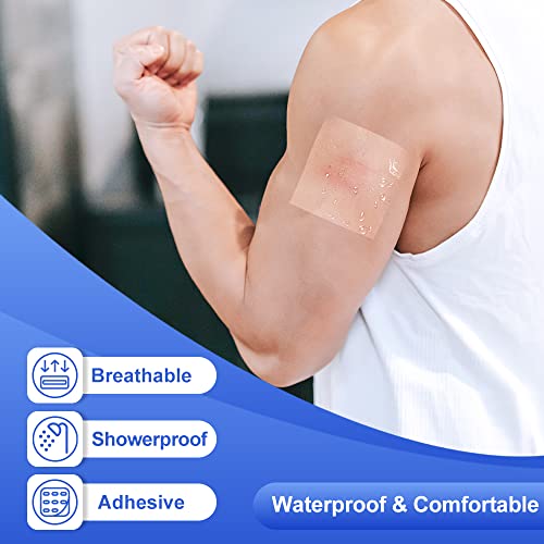 Niceful 100 Packs Transparent Film Dressings Waterproof, 2.36 In X 2.75 In Transparent Film Dressings Frame Style First Aid Tattoo Bandages #TOP3