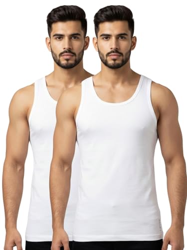 Image of Levi's 016 Men Sleeveless 100% Cotton No Side Seam with Tag-Free Comfort Vest (Pack of 2)