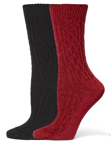 Image of HUE womens Crew Length Boot Socks, 2 Pair Pack