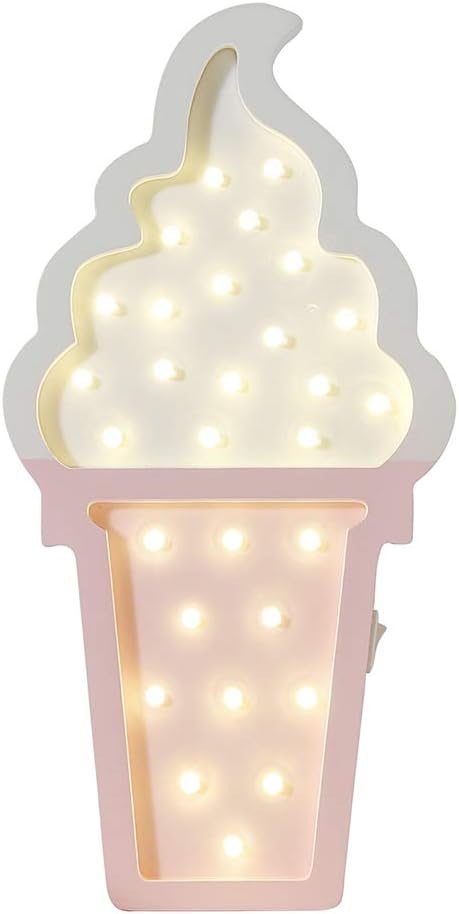 Ice cream Valentine Romance Atmosphere Light , Party Wedding Birthday Party Decoration Kids' Room Battery Operated LED Night Lights (White and Pink)