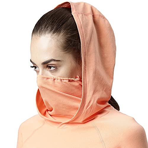 Image of Enamor Women Cotton A302 Quick Dry 4 Way Stretch Anti-Odour Sweat Wicking Hooded Neck and Adjustable in-Built Mask Long Sleeve Relaxed Fit T-Shirt