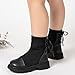 IWIHMIV Little Girls Knitted Leather Short Boots Lace-Up Ankle Boots Non Slip Fashion Comfortable Riding Booties（Black,12