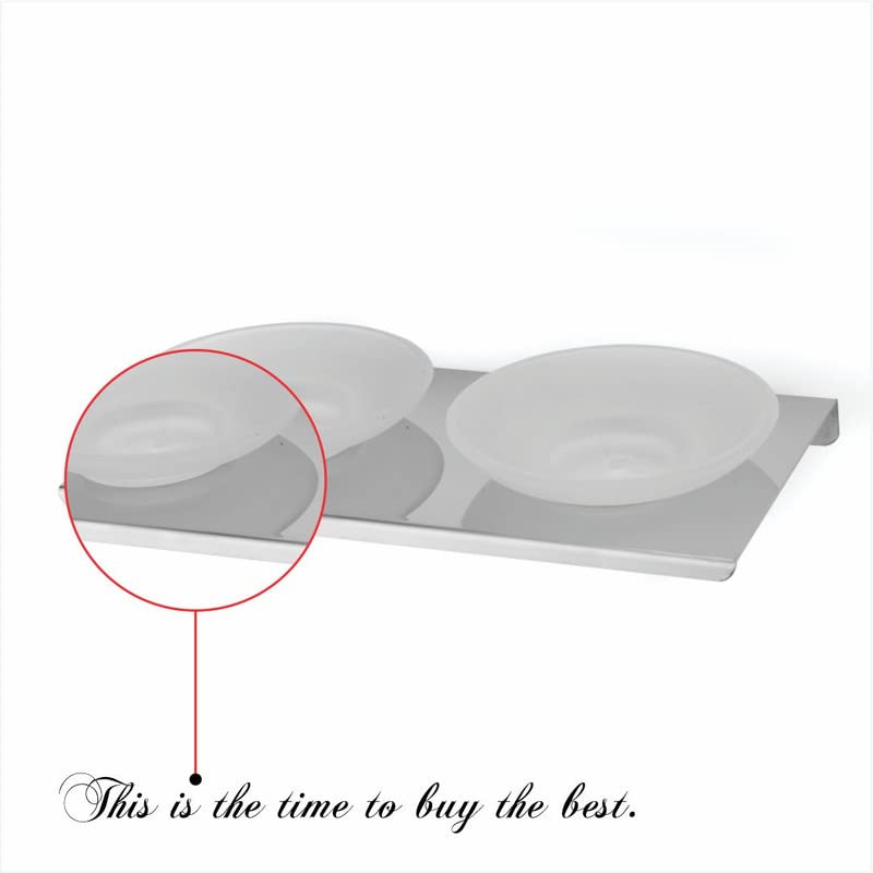 Image of GLOTON Wall Mount Stainless Steel with Smokey Glass Oval Shape Double Soap Holder for Bathroom, Soap Stands for Bathroom Wall /Soap Tray for Bath Dish Bathroom Accessories and Fittings Rust Free