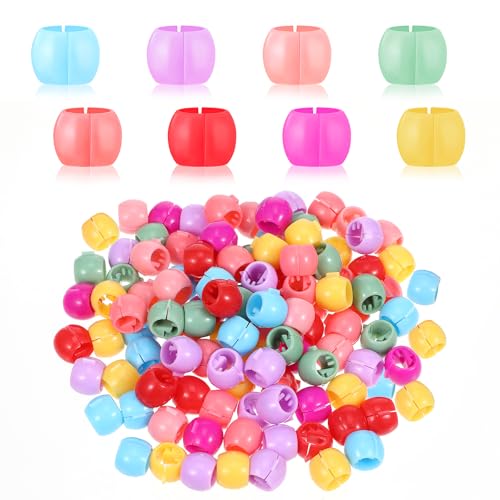 100 Stück Bunt Haarperlen zum Klipsen Regenbogen Haarclips Mini Kunststoff Haarspange Perlen Niedliche Bonbonfarben Haarschmuck Mädchen für Frauen Pferdeschwanz Zopf