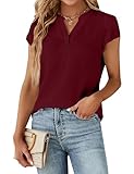 Feature: The dressy tops for women features split v neck, tulip short sleeve, button front, curved hem, solid color, flowy drape, regular fit, cute and elegant style, giving you a charming and trendy looking when you wear it. Design: The button down ...
