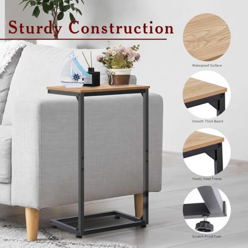 Image of JD FRESH Premium C-Shaped Laptop Table /Bedside Table for Laptop with Metal Frame & Wooden Top /Portable Study Table for Home /Multipurpose Desk for Study /Office /Snacks (Natural Beige)