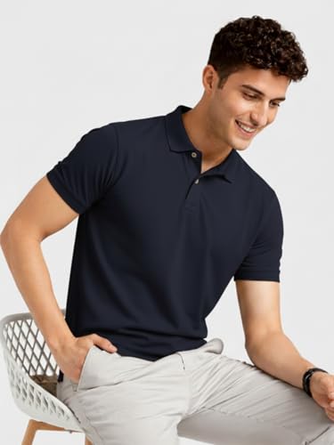 Image of Premium Cotton Pique Polo T-Shirt for Men | Half Seelves Regular Fit | Polo Neck - Ultra-Soft Breathable Fabric | Moisture Wicking