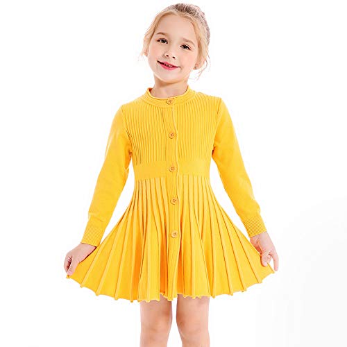SMILING PINKER Little Girls Pleated Dress School Uniform Long Sleeve