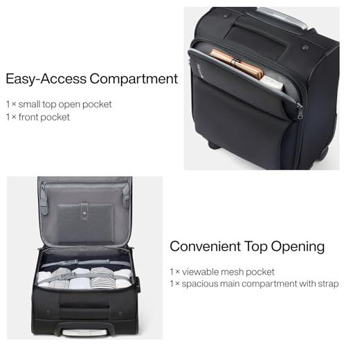 Hanke Underseat Carry On Luggage with Wheels, Spinner Small Suitcase, 16-Inch Rolling Under Seat Luggage, Softside Lightweight Carry On Bag for Airplane TSA Travel Personal Item, Black by Hanke - Used condition - Image 7