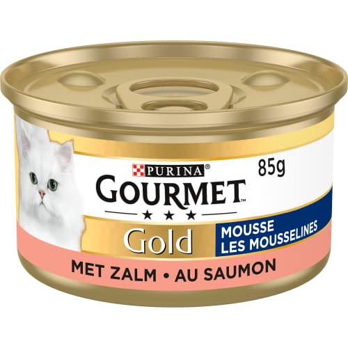 Gourmet Gold Mousse Comida para gatos, Alimentos húmedos con Salmón - 24x85g - (24 latas; 2,04kg)