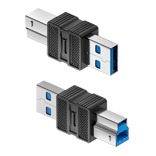 QIANRENON USB3.0 Type B to usb3.0 Printer Adapter 5Gbps Usb3.0 B Male to A Male Data Connector USB-B 3.0 to USB-A Converter, Not for Type-B 2.0, for Computer External Hard Drive Scanner, 2Pcs