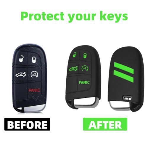 Silicone Key fob Cover with Key Chain Compatible with Charger Durango Challenger RAM 5 Buttons (grenn) by RUIHEDAHB - Image 3