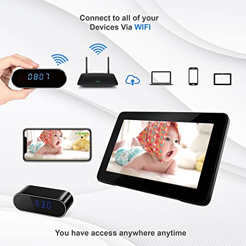 Wireless Camera Detector With Alarm Clock, Indoor Camera With Motion Detection Night Vision Hd 1080P Security Surveillance Camera Nanny Cam For Office/Dog/Baby Monitor #TOP1
