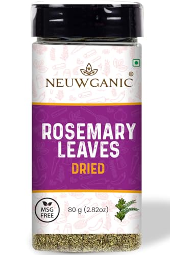 Image of Neuwganic - Rosemary Leaves (Dried) | Gulmehandi Leaves Whole | Aromatic Herb for Cooking, Baking & Teas | Ideal For Hair Growth | 80 Gm
