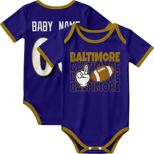 Image of KREDE Baby Clothes Custom Name Bodysuit for Baby Boy Gifts | Short Sleeves Bodysuit with Custom Number Name