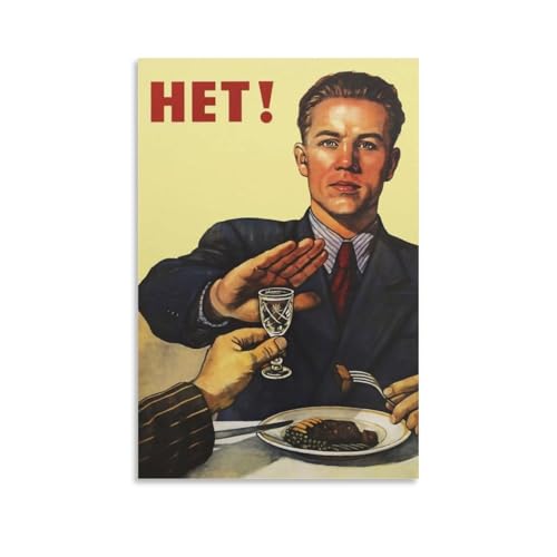 Vintage Soviet Propaganda Poster No to Alcohol! Against Alcoholism (Cold War Era) Russian Posters Wall Art Canvas Painting Are Used For Room Aesthetics And Home Decoration 12x18inch(30x45cm)