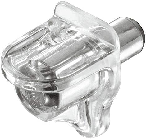 JAM2DAY 12 x Shelf Support Studs Pegs for Standard 5 mm Hole - Strong 60kg Load Capacity (Clear with Steel Peg)