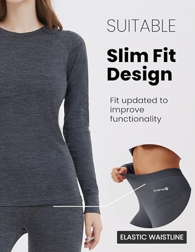 Image of Iguana Womens 100% Merino Wool Base Layer Sets for Ski Lightweight Thermal Underwear