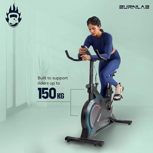 Image of Burnlab Ride Max Spin Bike|6KG Heavy-duty Flywheel | LED Screen Display | Adjustable Resistance & Heart Rate Sensor| Steel Frame |Max Weight Capacity: 120 kg | Quiet Belt-Driven System| Home Workout & Cardio| DIY Installation