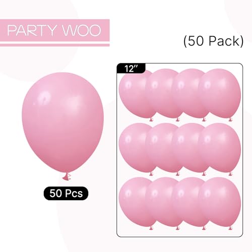 Image of PartyWoo Baby Pink Balloons 50pcs Pastel Light Pale Pink Color 12 Inch