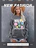 Dresswel Womens Sweatshirt Vintage Funny Smile Face Graphic Print Crewneck Long Sleeve Tops Ladies Pullover Basic Cotton Jumpers Blouse(2-Gray, 2XL) #1