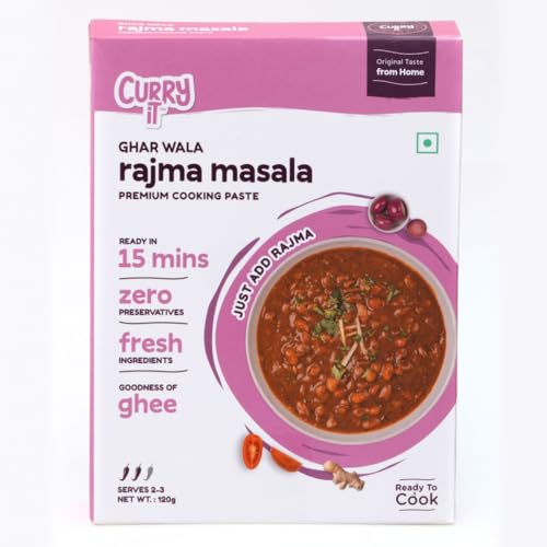 CURRYiT Rajma Masala Curry Paste | Ready to Cook in 15 mins | Made with Ghee | Just add Paneer, Rajma | No Preservatives | Enjoy with Chawal, Roti or Butter Naan | Indian Masala Wet Marinade 120g