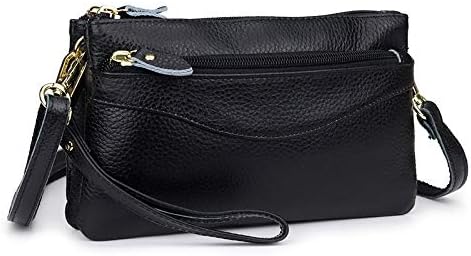 Women's Small Envelope Crossbody Bag Genuine Leather Wallet Zipper Stylish Solid Color Multi Compartment Shoulder Bag