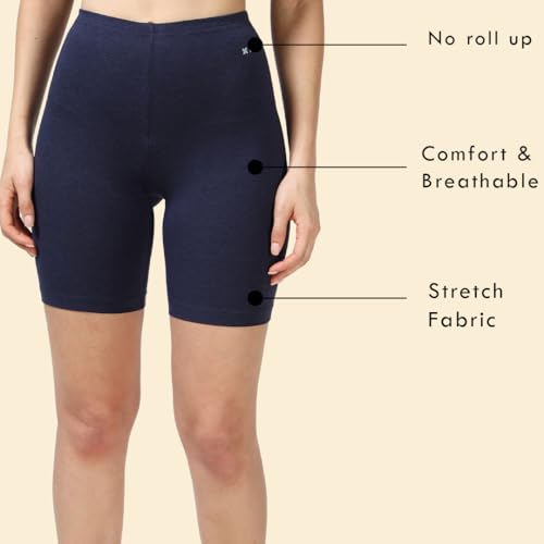 Image of Lavos Women Under Dress Sports Cycling Shorts, Bamboo Cotton Activewear Yoga Gym Workout Anti-Bacterial Uniform, Elastic Mid Waist Shorties Tights for Womens and Young Ladies