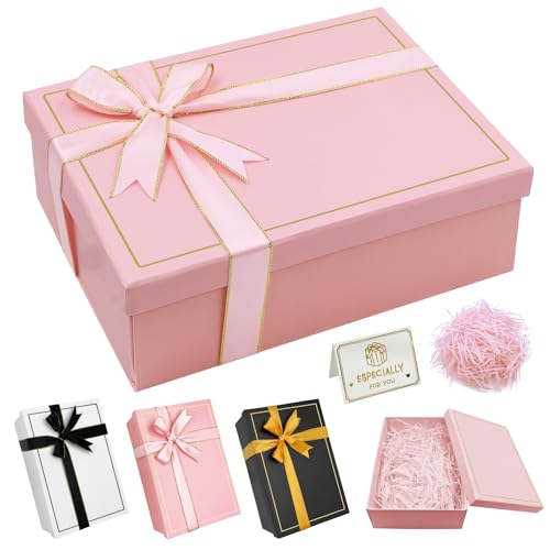 Pink Gift Box Gift Box with Lid 25x18.5x8.8cm with Lids & Ribbon