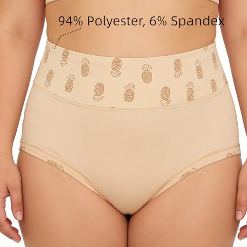 Image of Women's Underwear Plus Size XL-6XL Panties Briefs High Waist Rose Floral Print 6 Pack Undies
