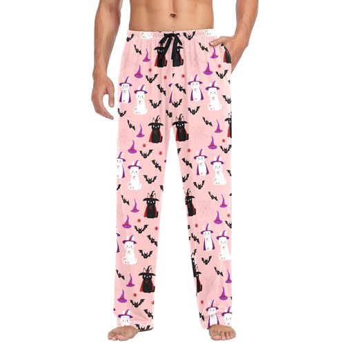 Bats and Spirits Men's Cotton Pajama Pants with Pockets and Drawstring Comfortable and Stylish,S