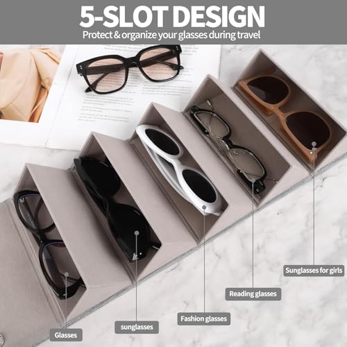 Image of Sunglasses Organizer, Portable Eyeglasses Holder Glasses Storage Box for Women Men, Folding Case Hard Shell, Gradient Design